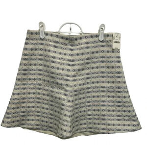 J Crew Size 8 Ivory Blue Jacquard Metallic Shimmer Mini Short Flare Skirt NWT